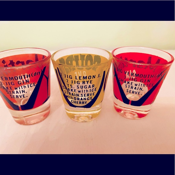 3 Vintage Martini 🍸& 🥃 Whiskey Sour Shot Glasses - Picture 11 of 16